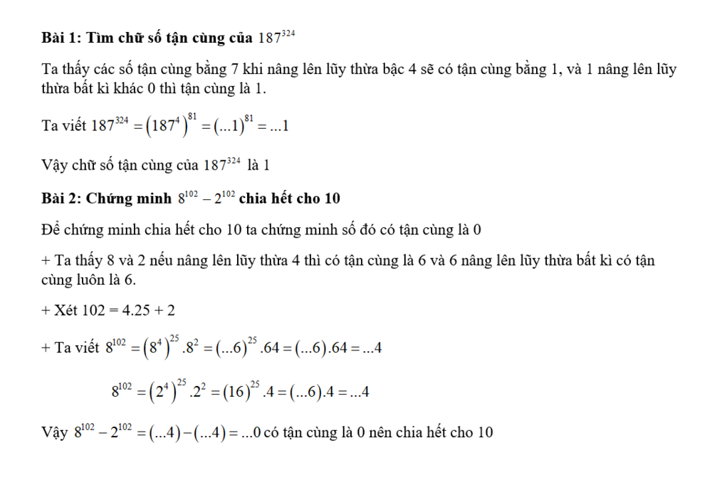 Tìm chữ số tận cùng của lũy thừa