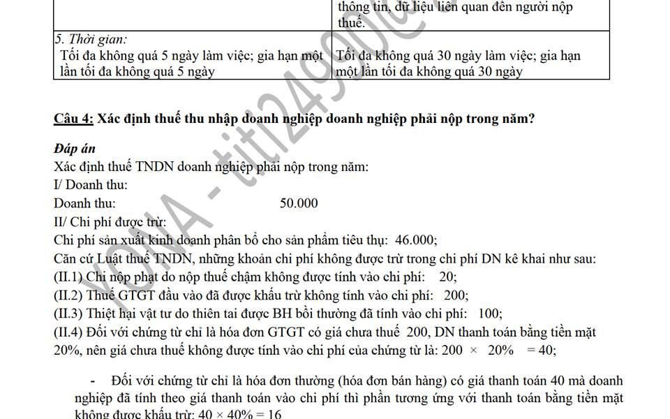 Đáp án môn Chuyên ngành CV-KTV Thuế - Miền Bắc 2017