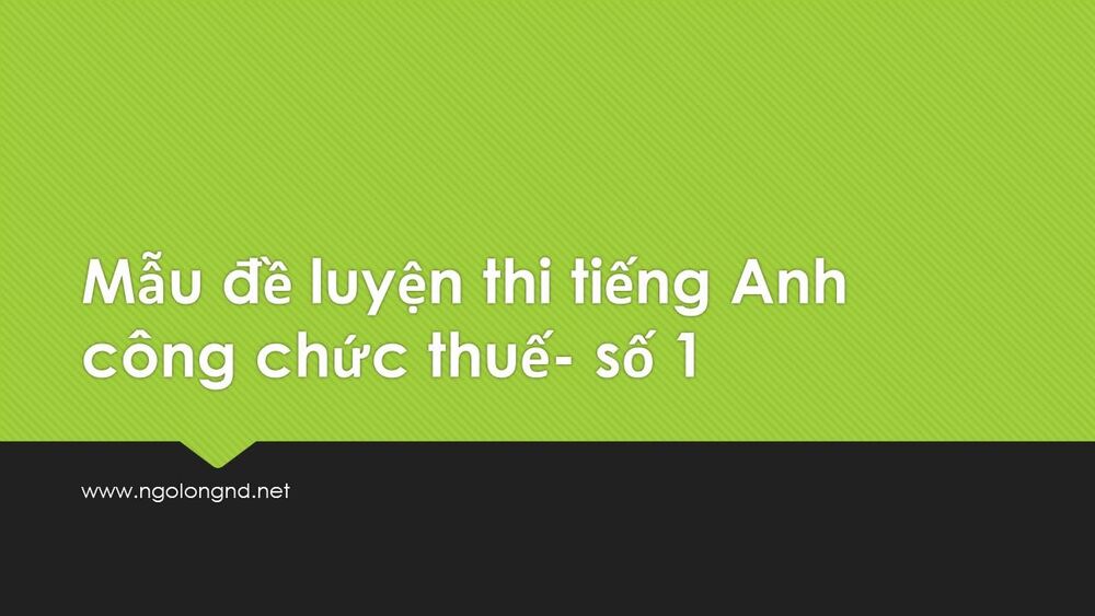 Mẫu đề luyện thi tiếng Anh công chức thuế- số 1