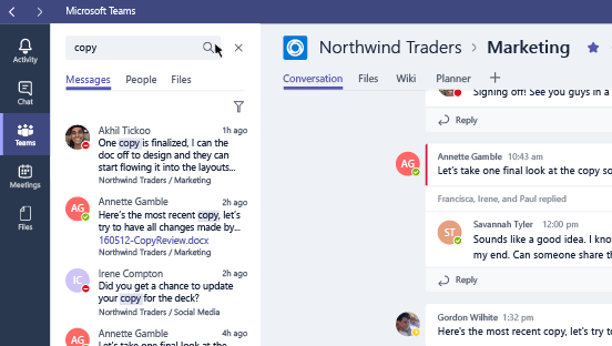 Tìm kiếm tin nhắn cũ trong Microsoft Teams