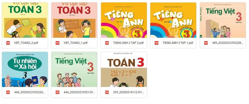 Chia sẻ file mềm sách giáo khoa tiểu học lớp 3