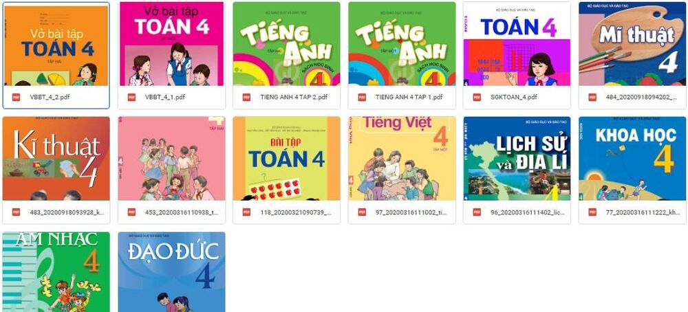 Chia sẻ file mềm sách giáo khoa tiểu học lớp 4